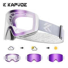 Photochromic Ski Goggles Magnetic Anti Fog UV400 Snow Eyewear