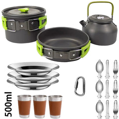 Camping Cookware Set Nonstick Outdoor Picnic Cooking Kit For 2-3