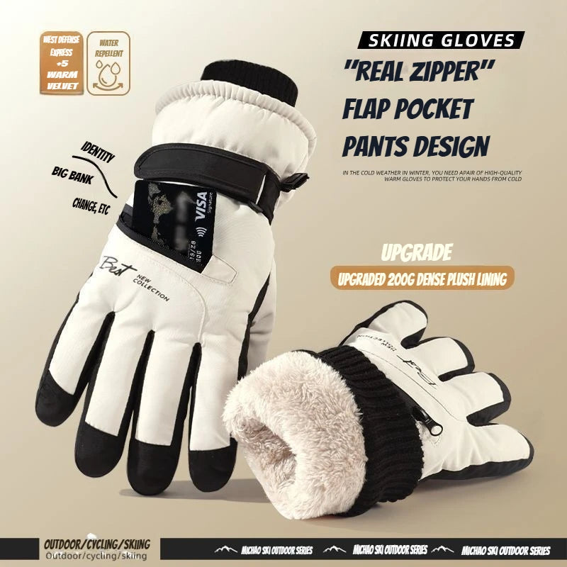 Winter Cycling Gloves Waterproof Touchscreen Thermal Non Slip Ski