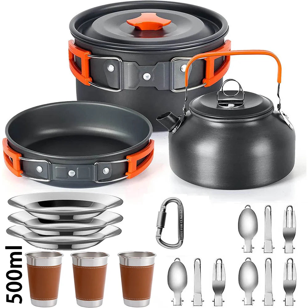Camping Cookware Set Nonstick Outdoor Picnic Cooking Kit For 2-3