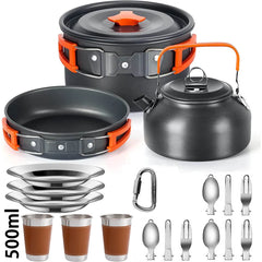 Camping Cookware Set Nonstick Outdoor Picnic Cooking Kit For 2-3
