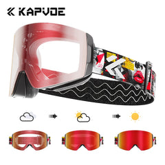 Photochromic Ski Goggles Magnetic Anti Fog UV400 Snow Eyewear