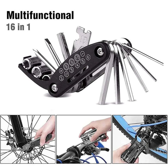 16 in 1 Bicycle Repair Tool Kit Portable Multi Function
