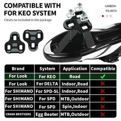 Road Bike Clipless Pedals Ultralight Carbon Nylon Self Locking