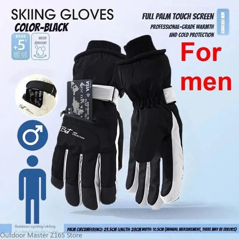Winter Cycling Gloves Waterproof Touchscreen Thermal Non Slip Ski